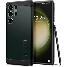 Чехол для Samsung Galaxy S23 Ultra гибридный для экстремальной защиты Spigen Tough Armor темно-зеленый