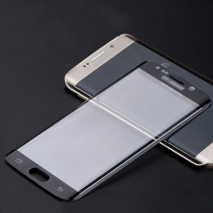 Защитное стекло для Samsung Galaxy S7 Edge на весь экран противоударное зеркальное черное