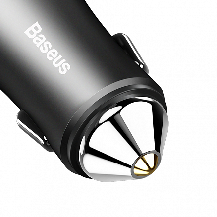 Зарядное устройство автомобильное с двумя USB входами 2.4А Baseus Golden Contactor черное