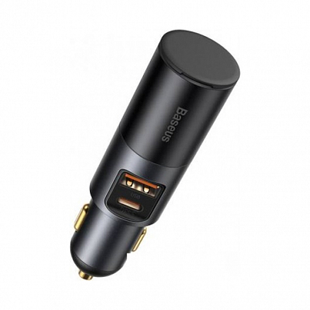 Зарядное устройство автомобильное с USB и Type-C входами 3A 120W и разъемом прикуривателя Baseus Share Together черно-серое