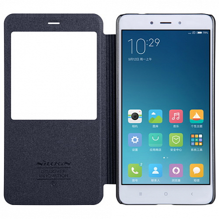 Чехол для Xiaomi Redmi Note 4 книжка с окошком NillKin Sparkle черный