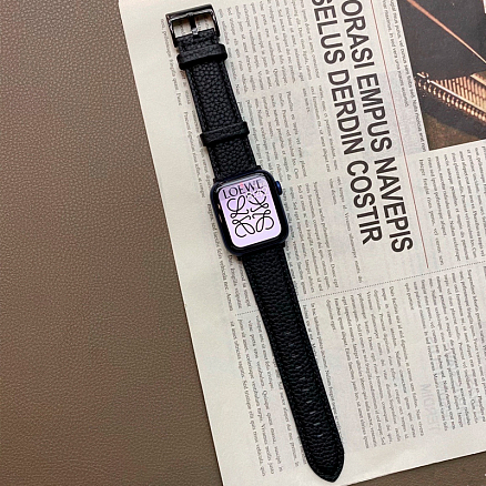 Ремешок-браслет для Apple Watch 42 и 44 мм кожаный Nova Leather черный