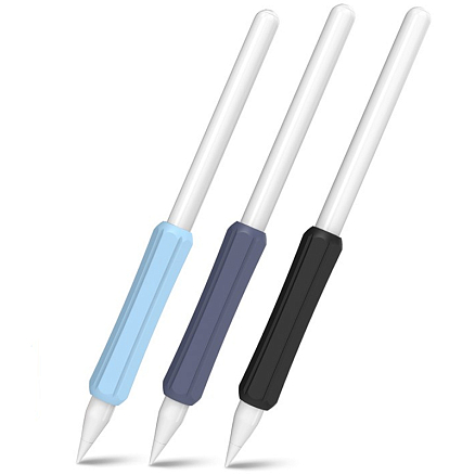 Держатель для Apple Pencil 1, 2, Huawei M-Pencil силиконовый Stoyobe голубой, синий, черный 3 шт.
