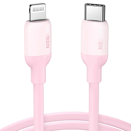 Кабель Type-C - Lightning для зарядки 1 м 3А MFi Ugreen US387 (быстрая зарядка PD) розовый