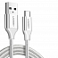 Кабель Type-C - USB 2.0 для зарядки 1 м 3А плетеный Ugreen US288 (быстрая зарядка QC 3.0) серебристый