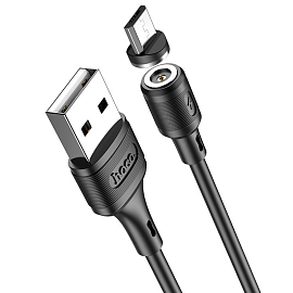 Кабель USB - MicroUSB для зарядки 1 м 2.4А магнитный Hoco X52 Sereno черный