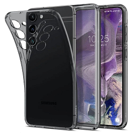 Чехол для Samsung Galaxy S23 гелевый ультратонкий Spigen Liquid Crystal прозрачный черный