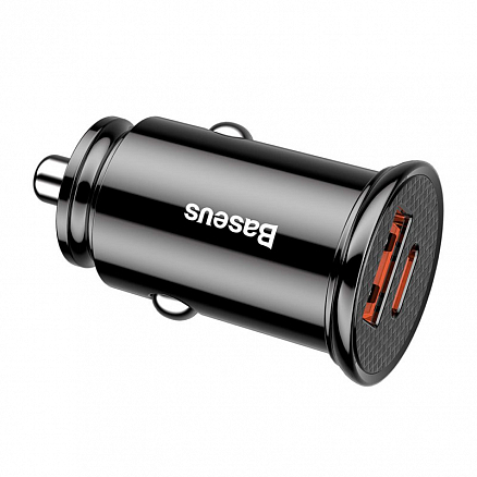 Зарядное устройство автомобильное с USB и Type-C входами 5А 30W Baseus Circular PPS (быстрая зарядка PD 3.0, QC 4.0) черное
