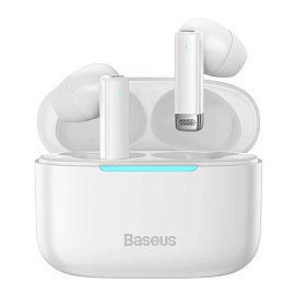 Наушники TWS беспроводные Bluetooth Baseus Bowie E9 вакуумные с микрофоном и активным шумоподавлением белые