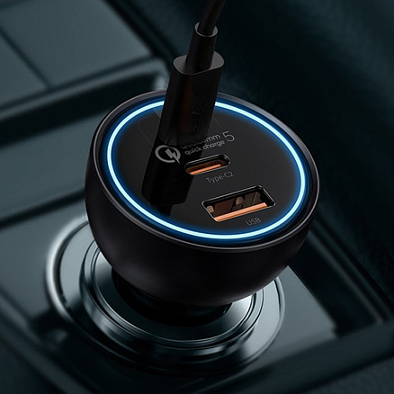 Зарядное устройство автомобильное с USB и двумя Type-C входами 160W Baseus Technology Multi-Port (быстрая зарядка QC 5.0) черное