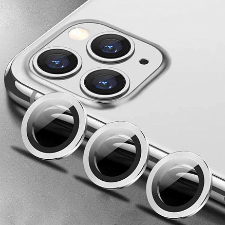 Защитное стекло на камеру для iPhone 12, 12 Pro Remax Creation серебристое 3 шт.