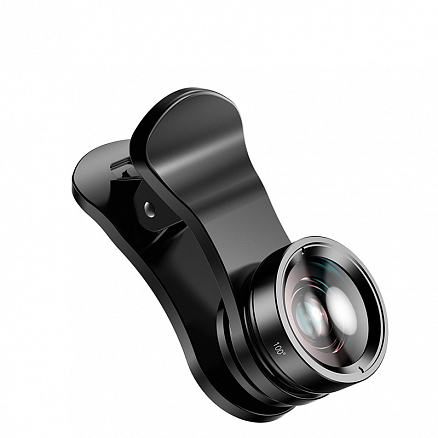 Объектив для телефона универсальный 3-в-1: Fisheye, Wide-Angle, Macro на прищепке Baseus Magic Camera черный