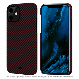 Чехол для iPhone 11 кевларовый тонкий Pitaka MagEZ черно-красный