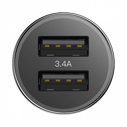 Зарядное устройство автомобильное с двумя USB входами 3.4A и Type-C кабелем Baseus Small Screw (быстрая зарядка QC 3.0) черное