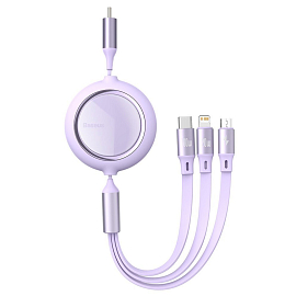 Кабель Type-C - MicroUSB, Lightning, Type-C 1,7 м 3.5A 100W Baseus Traction Series фиолетовый