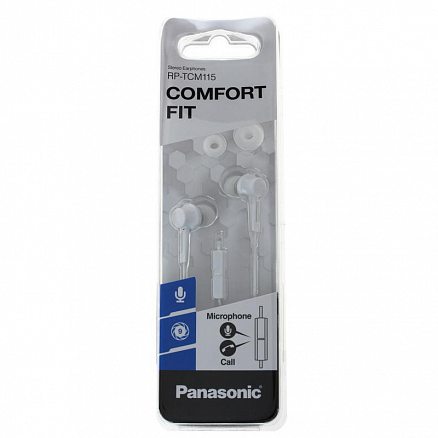 Наушники Panasonic RP-TCM115G вакуумные с микрофоном белые