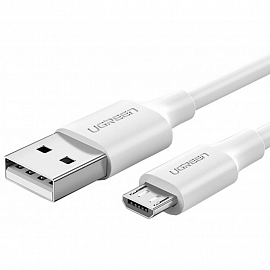 Кабель USB - MicroUSB для зарядки 0,5 м 2.4А Ugreen US289 (быстрая зарядка QC 3.0) белый