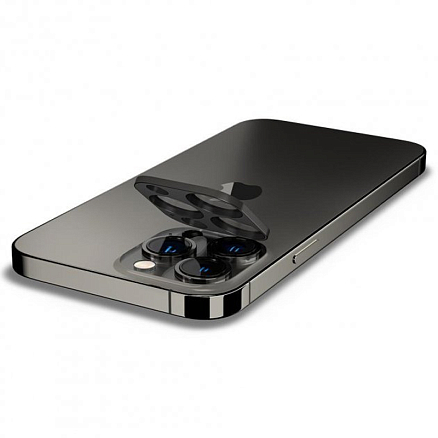 Защитное стекло на камеру для iPhone 13 Pro, 13 Pro Max Spigen Optik.TR черное 2 шт.