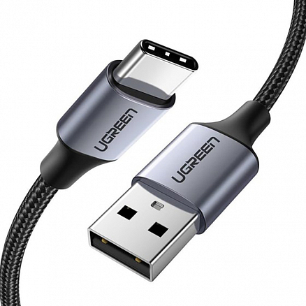 Кабель Type-C - USB 2.0 для зарядки 1,5 м 3А плетеный Ugreen US288 (быстрая зарядка QC 3.0) черный