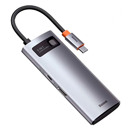 Переходник Type-C - 3 х USB 3.0, HDMI 4K Baseus Metal Gleam серый