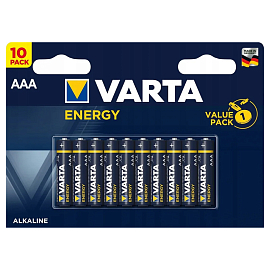 Батарейка LR03 Alkaline (пальчиковая маленькая AAA) Varta Energy упаковка 10 шт.