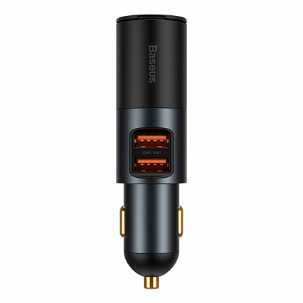 Зарядное устройство автомобильное с двумя USB входами 3A 120W и разъемом прикуривателя Baseus Share Together черно-серое