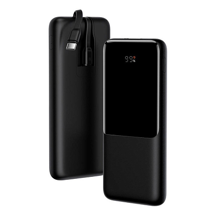 Внешний аккумулятор Baseus Elf с встроенными кабелями Type-C, Lightning 10000мАч (Type-C, ток 5А, 22.5 Вт) черный