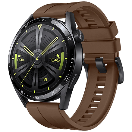 Ремешок-браслет для Huawei Watch GT 3 42 мм силиконовый Hurtel коричневый