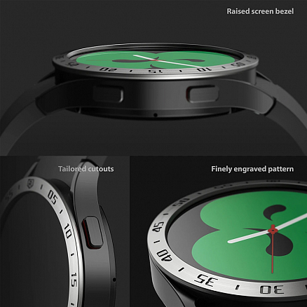 Защитная рамка для Samsung Galaxy Watch 4 44 мм на экран металлическая Ringke серебристая