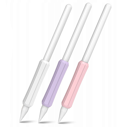 Держатель для Apple Pencil 1, 2, Huawei M-Pencil силиконовый Stoyobe розовый, сиреневый, белый 3 шт.