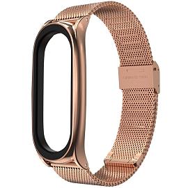 Сменный браслет для Xiaomi Mi Smart Band 7 миланское плетение Tech-Protect MilaneseBand розовое золото