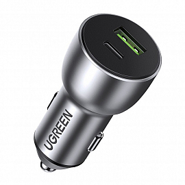 Зарядное устройство автомобильное с USB и Type-C входами 3A 42,5W Ugreen CD213 (быстрая зарядка PD 3.0, QC 3.0) серое