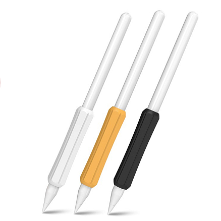 Держатель для Apple Pencil 1, 2, Huawei M-Pencil силиконовый Stoyobe оранжевый, черный, белый 3 шт.