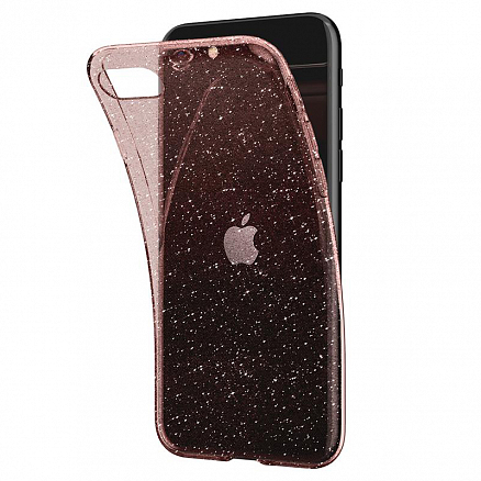 Чехол для iPhone 7, 8, SE 2020, SE 2022 гелевый ультратонкий Spigen Liquid Crystal Glitter прозрачный розовый
