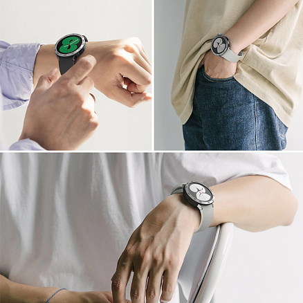 Чехол для Samsung Galaxy Watch 4 40 мм гелевый с металлической рамкой Ringke Air серебристо-черный
