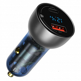 Зарядное устройство автомобильное с USB и Type-C входами 5A 65W Baseus Particular (быстрая зарядка QC 4+, QC 3.0, PD) серебристое